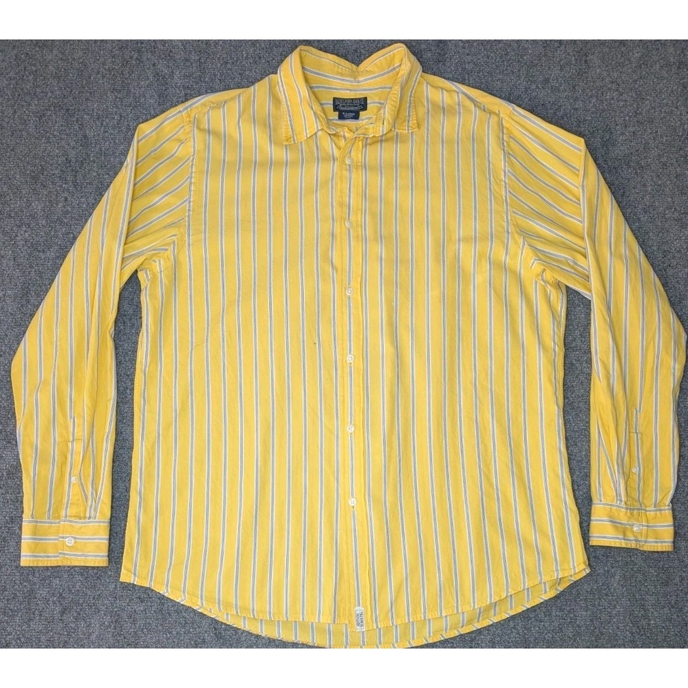 Vtg Ralph Lauren Jeans Co. Shirt Long Sleeve‎ Mens XL Striped Button Down Yellow